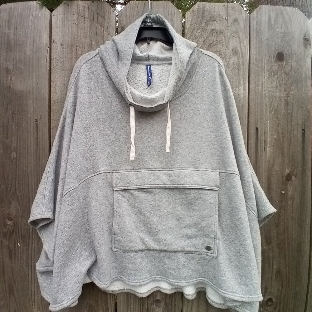 Without Walls Hoodie Poncho Style Sweater Gray Oversized M-L-G Kangaroo Pocket
